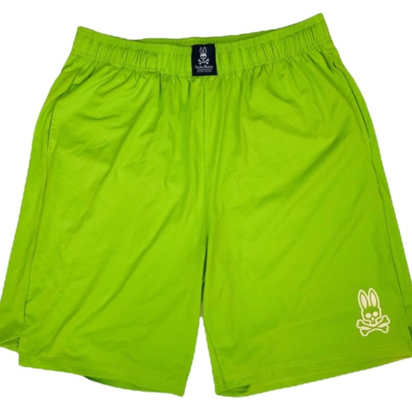 Psycho Bunny lime green men’s long Athletic shorts